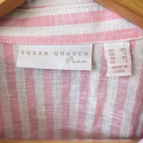 NEW Susan Graver Pure Cross-Dyed Linen Blend Tunic Shirt w/ Pockets Sz XS QVC - Picture 6 of 7